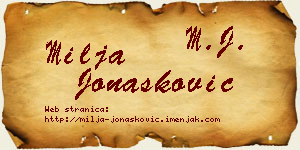 Milja Jonašković vizit kartica
